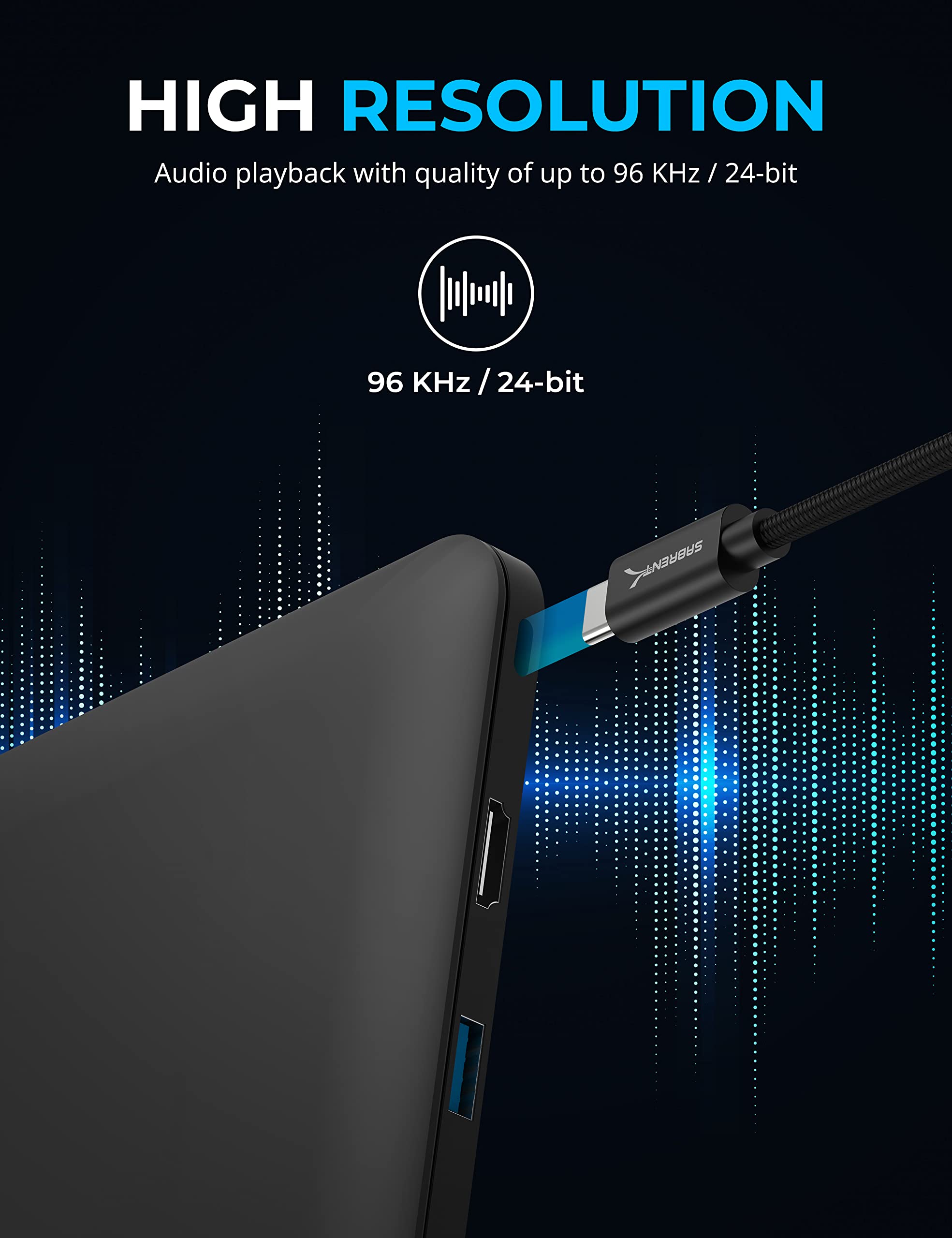 SABRENT "SABRENT USB Type C to 3.5mm Audio Adapter - 20" Active Cable for Dual Functionality" - View 8 of 8