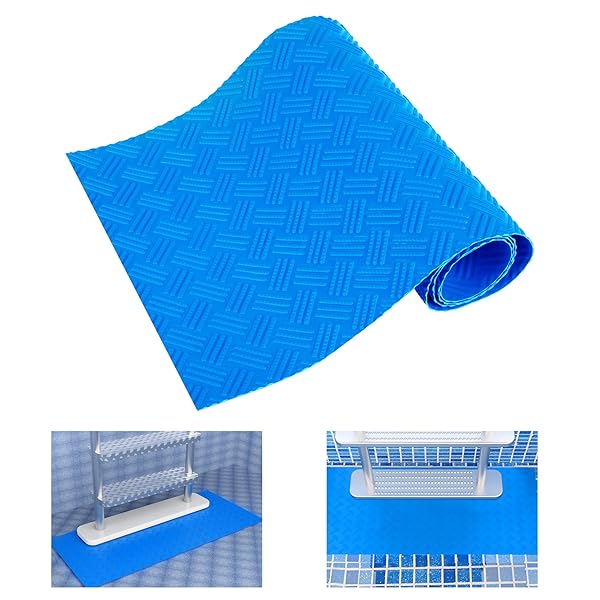 DECOHS Non-Slip Pool Ladder Mat 9 x 36 Inch Protective Mat for Above Ground Pool Steps and Ladders Stripe Design 1PC