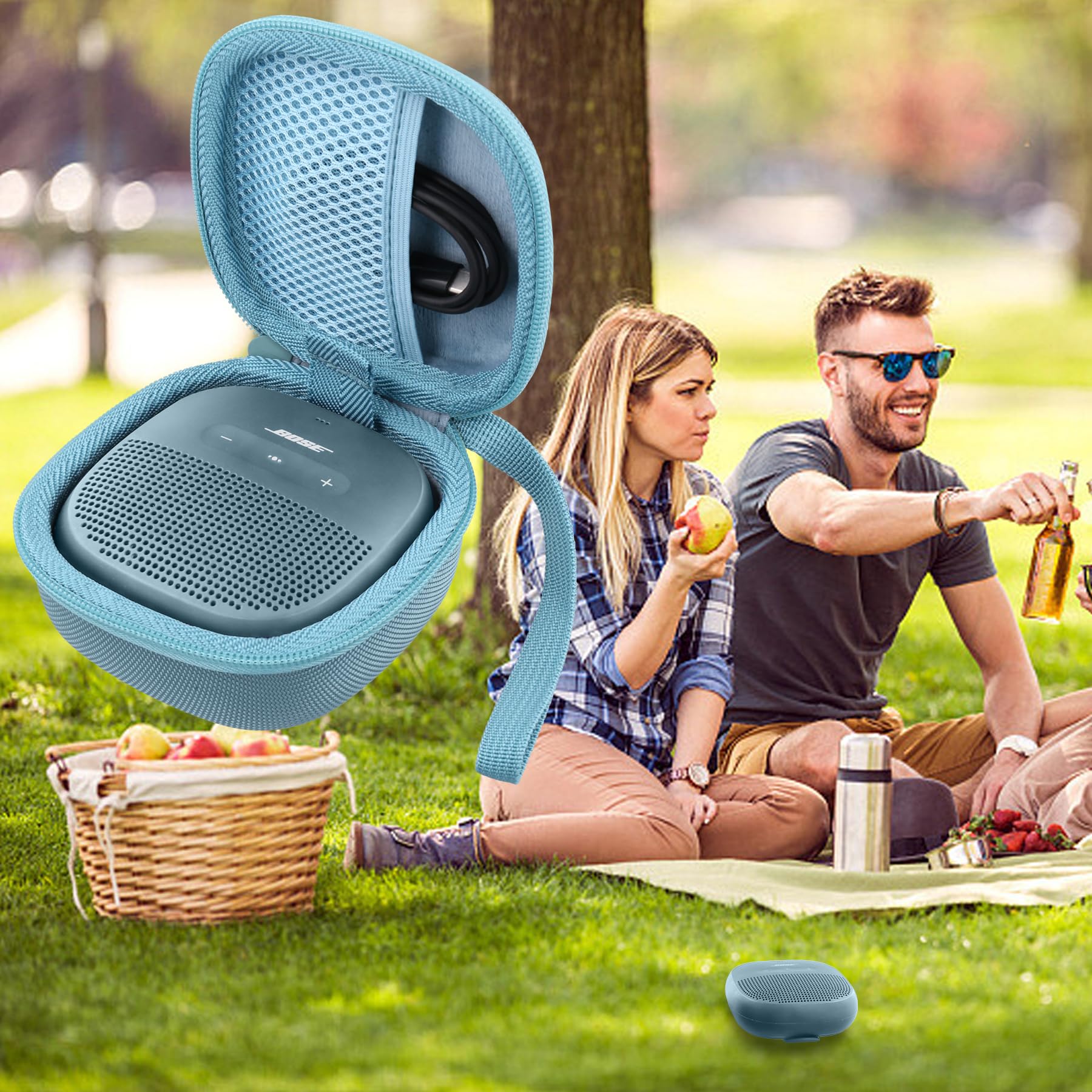 Aenllosi Aenllosi Case for Bose SoundLink Micro Bluetooth Speaker Storage Organizer Stone Blue Case Only - View 9 of 9