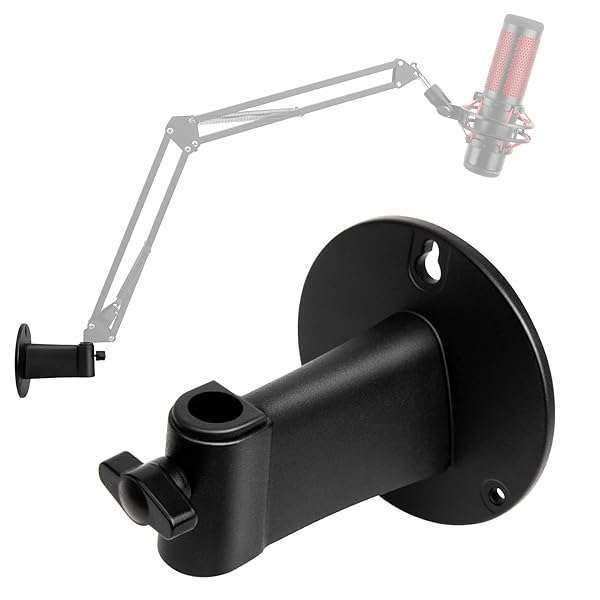 SUNMON Space-Saving Microphone Wall Mount Boom Arm - SUNMON Metal Mic Holder for Horizontal Mounting - View 3 of 9