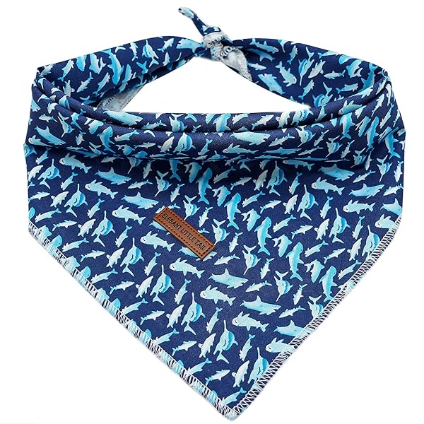 Elegant little tail Elegant Little Tail Shark Print Dog Bandana Soft Adjustable Square Bibs for Large Dogs Perfect Birthday Gift
