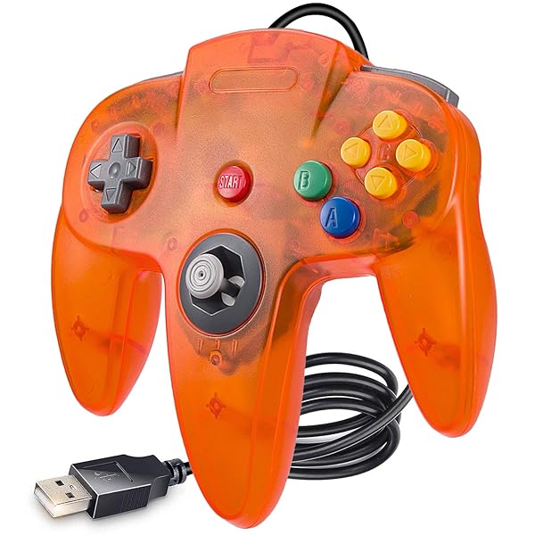 KIWITATA KIWITATA Classic N64 Controller for PC Wired USB Game Pad Joypad Compatible with Windows MAC and Retropie Orange