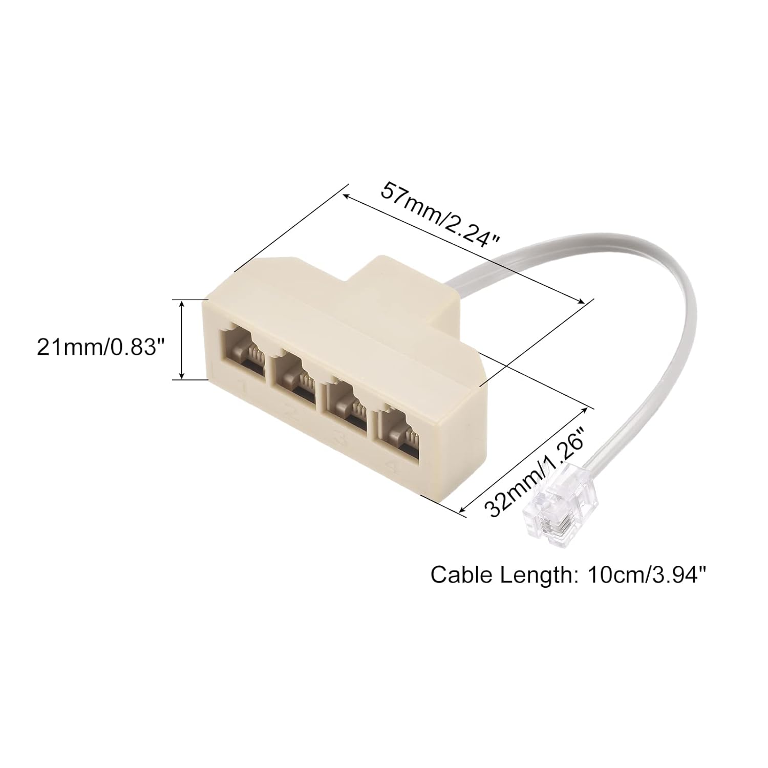 MECCANIXITY MECCANIXITY Phone Jack Splitter 6P4C Male to 4 Female Adapter Telephone Line Splitter with Extension Cord 3 Pack - View 2 of 5