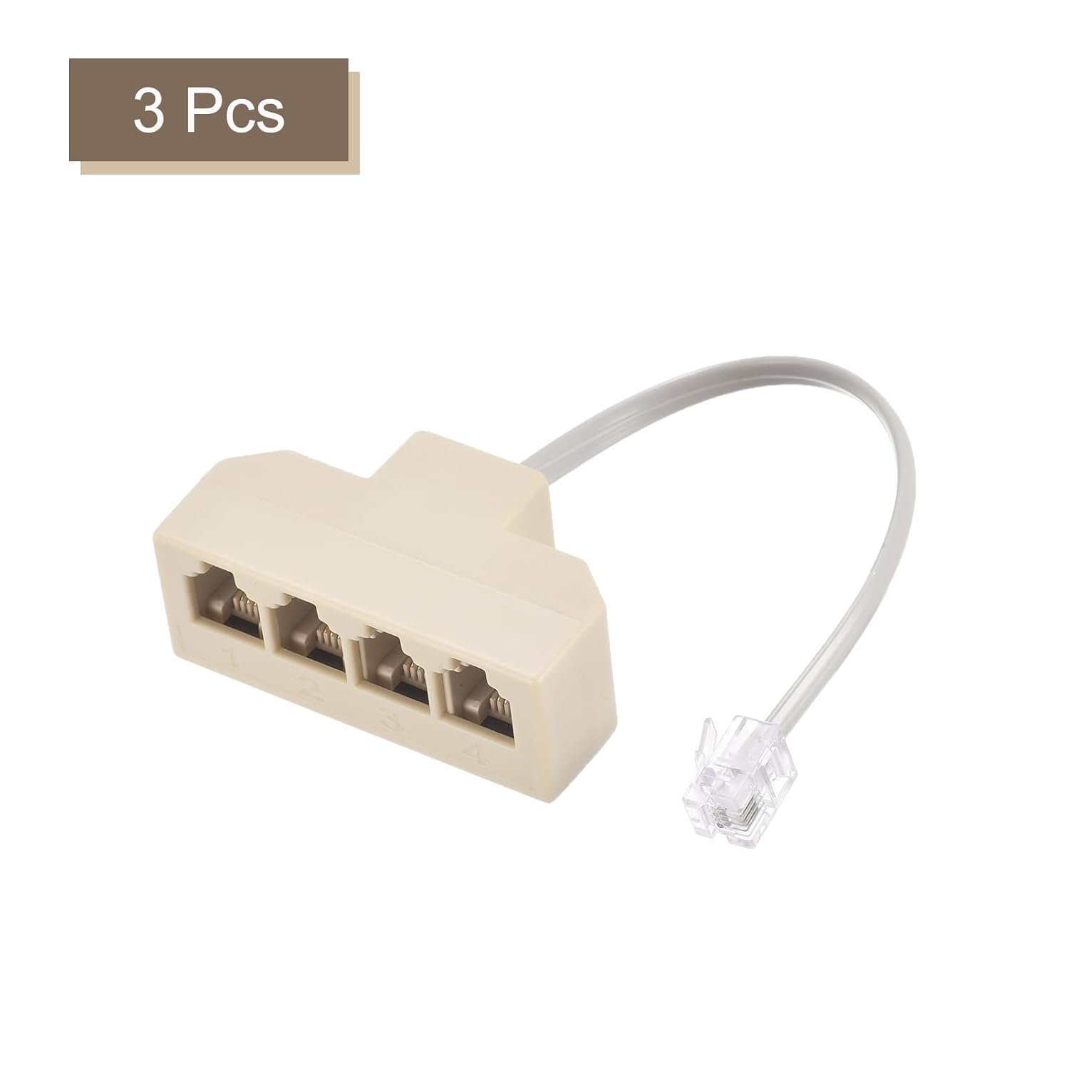 MECCANIXITY MECCANIXITY Phone Jack Splitter 6P4C Male to 4 Female Adapter Telephone Line Splitter with Extension Cord 3 Pack - View 3 of 5