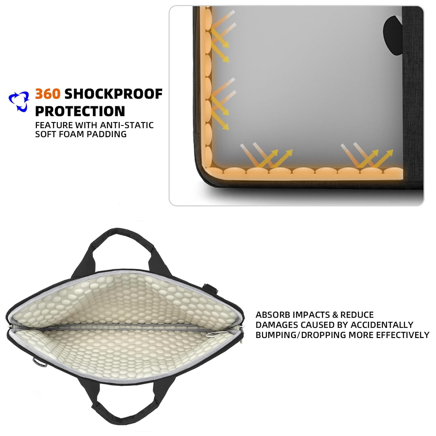 KINGSLONG KINGSLONG 14 Inch Laptop Bag with Shoulder Strap Slim Computer Carrying Case for Acer Asus Lenovo HP Toshiba Black - View 4 of 9