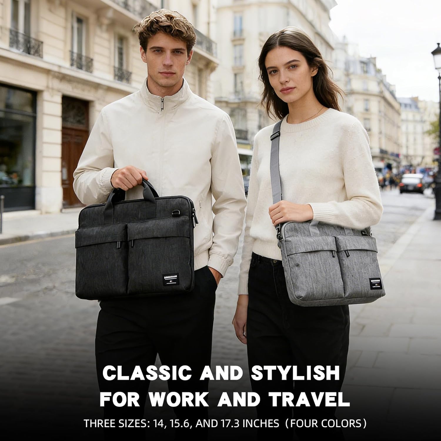 KINGSLONG KINGSLONG 14 Inch Laptop Bag with Shoulder Strap Slim Computer Carrying Case for Acer Asus Lenovo HP Toshiba Black - View 7 of 9