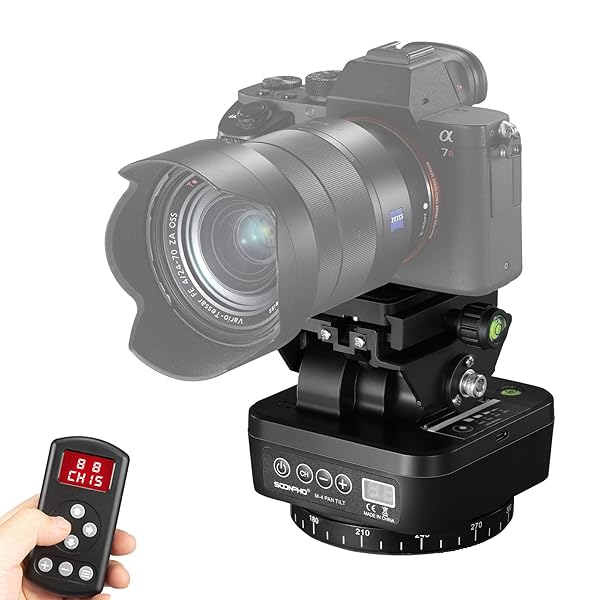 soonpho Buy Soonpho M4 Motorized Rotating Tripod Head - Remote Control Pan Tilt for DSLR, Camcorders & Smartphones