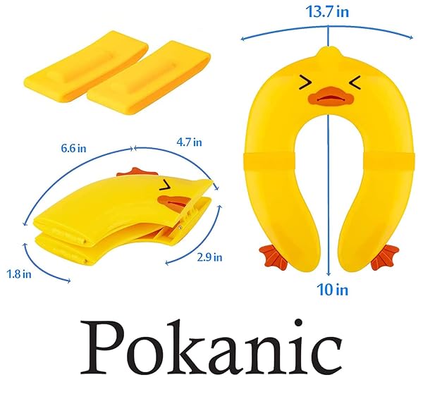 Pokanic POKANIC Travel Toilet Potty Training Seat Cover for Kids - Non-Slip Silicone, Portable & Reusable with Carry Bag (Yellow Duck) - View 5 of 9