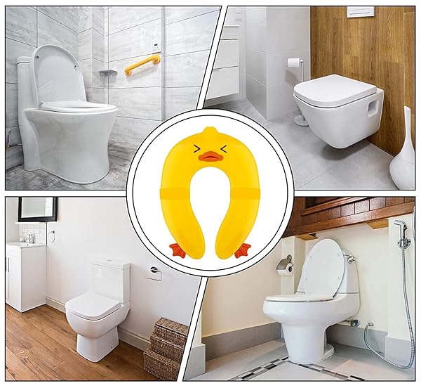 Pokanic POKANIC Travel Toilet Potty Training Seat Cover for Kids - Non-Slip Silicone, Portable & Reusable with Carry Bag (Yellow Duck) - View 7 of 9