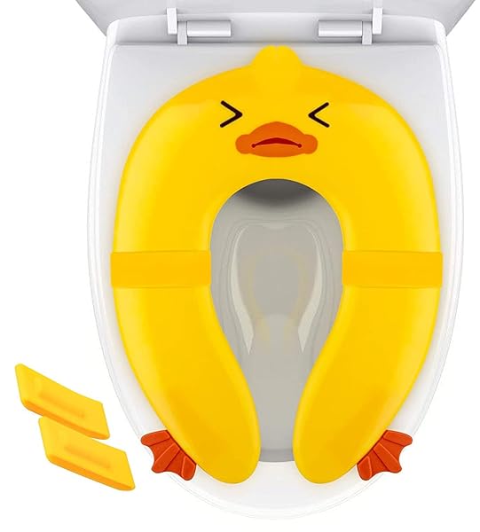 Pokanic POKANIC Travel Toilet Potty Training Seat Cover for Kids - Non-Slip Silicone, Portable & Reusable with Carry Bag (Yellow Duck)