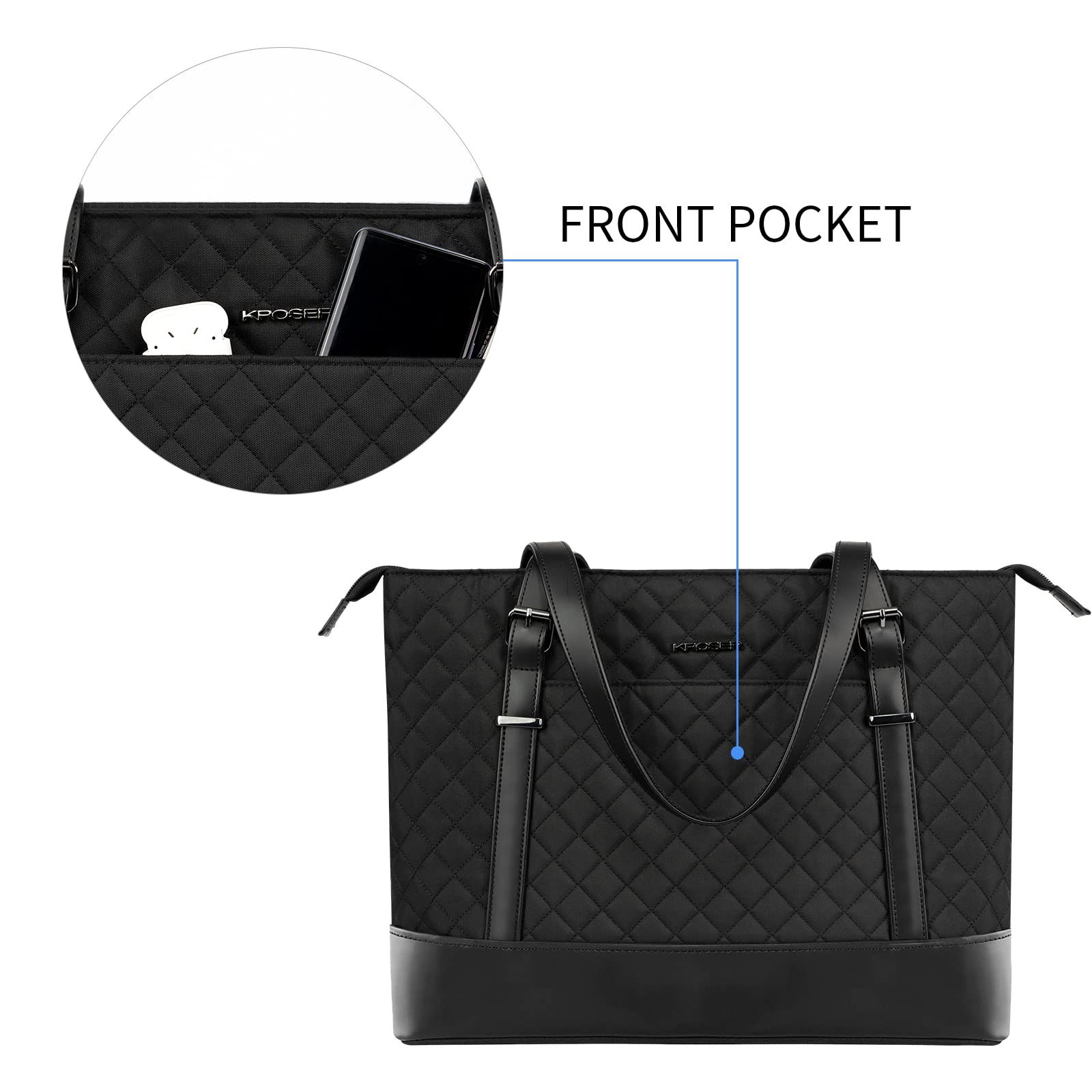 KROSER KROSER 15.6 Inch Laptop Tote Bag with USB Port Large Work Shoulder Bag for Women Ideal for Office Business Travel - View 2 of 7