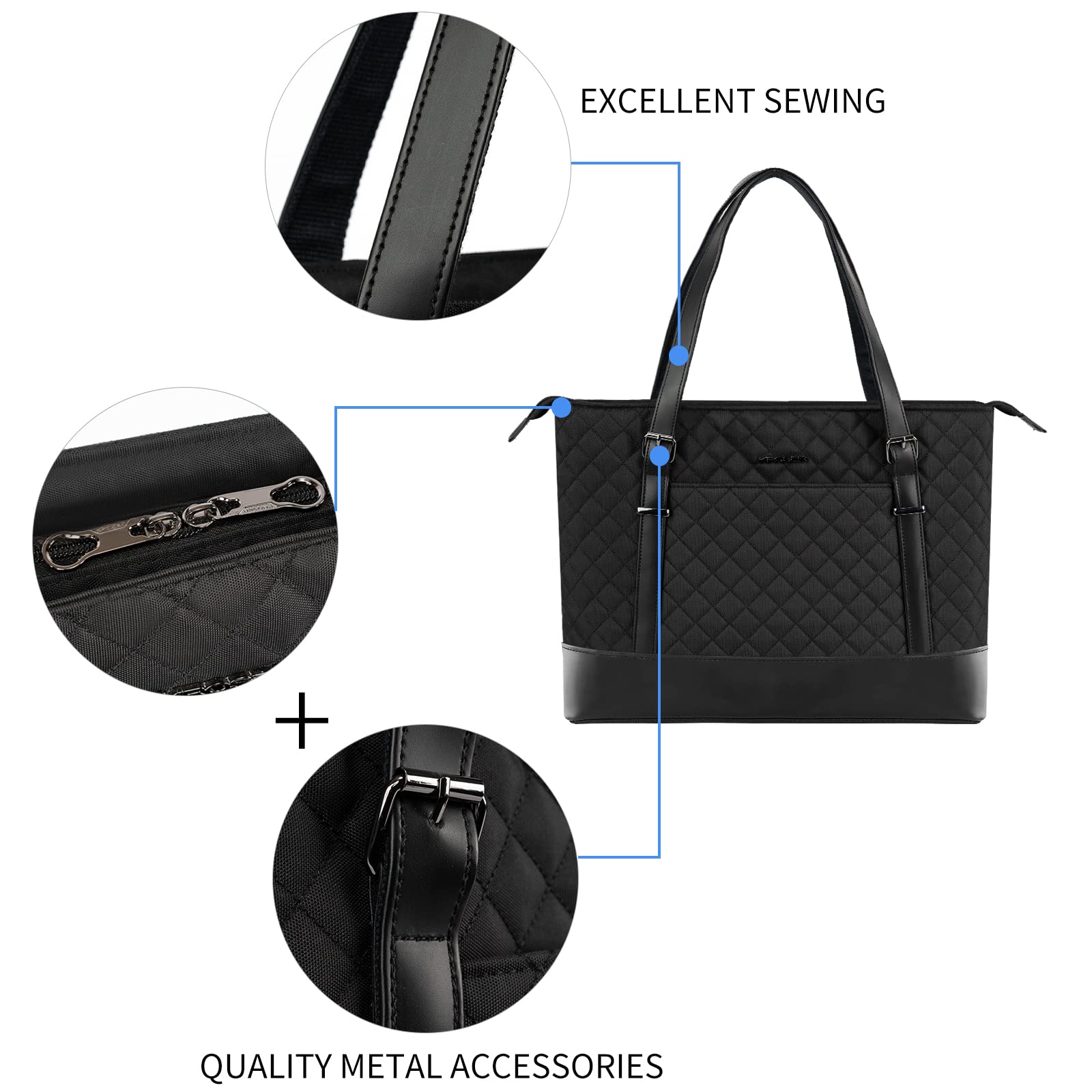 KROSER KROSER 15.6 Inch Laptop Tote Bag with USB Port Large Work Shoulder Bag for Women Ideal for Office Business Travel - View 4 of 7