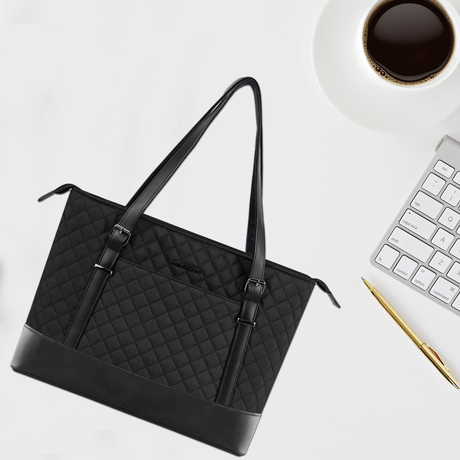 KROSER KROSER 15.6 Inch Laptop Tote Bag with USB Port Large Work Shoulder Bag for Women Ideal for Office Business Travel - View 7 of 7