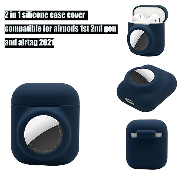 KJGLRSQH Glow in the Dark Airpods 1st 2nd Case with Airtag Holder 2 in 1 Anti-Scratch Anti-Fall Anti-Lost Cover Skin Glow Blue - View 4 of 9