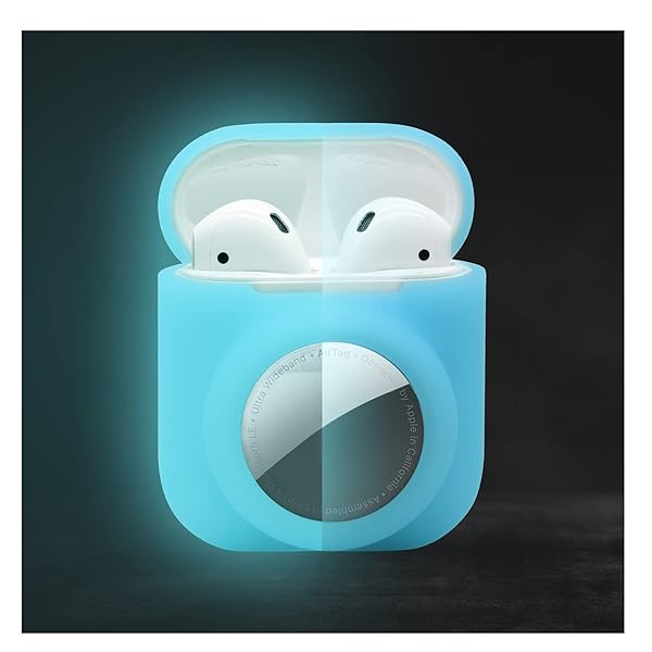 KJGLRSQH Glow in the Dark Airpods 1st 2nd Case with Airtag Holder 2 in 1 Anti-Scratch Anti-Fall Anti-Lost Cover Skin Glow Blue - View 2 of 9