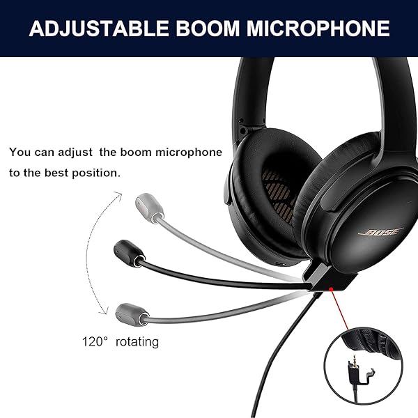 Arzweyk Replacement Cable with Boom Microphone for Bose QC35ii QC35 Headphones Compatible with PC Laptop PS4 PS5 Xbox One Controller - View 7 of 9