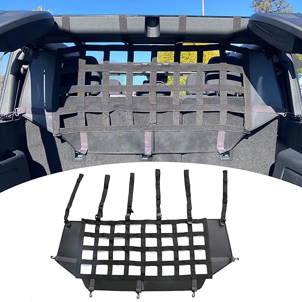 RERPRO RERPRO Ford Bronco Pet Safety Barrier Divider Trunk Cargo Net 2021 2025 for Small Medium Large Dogs Driving Safely