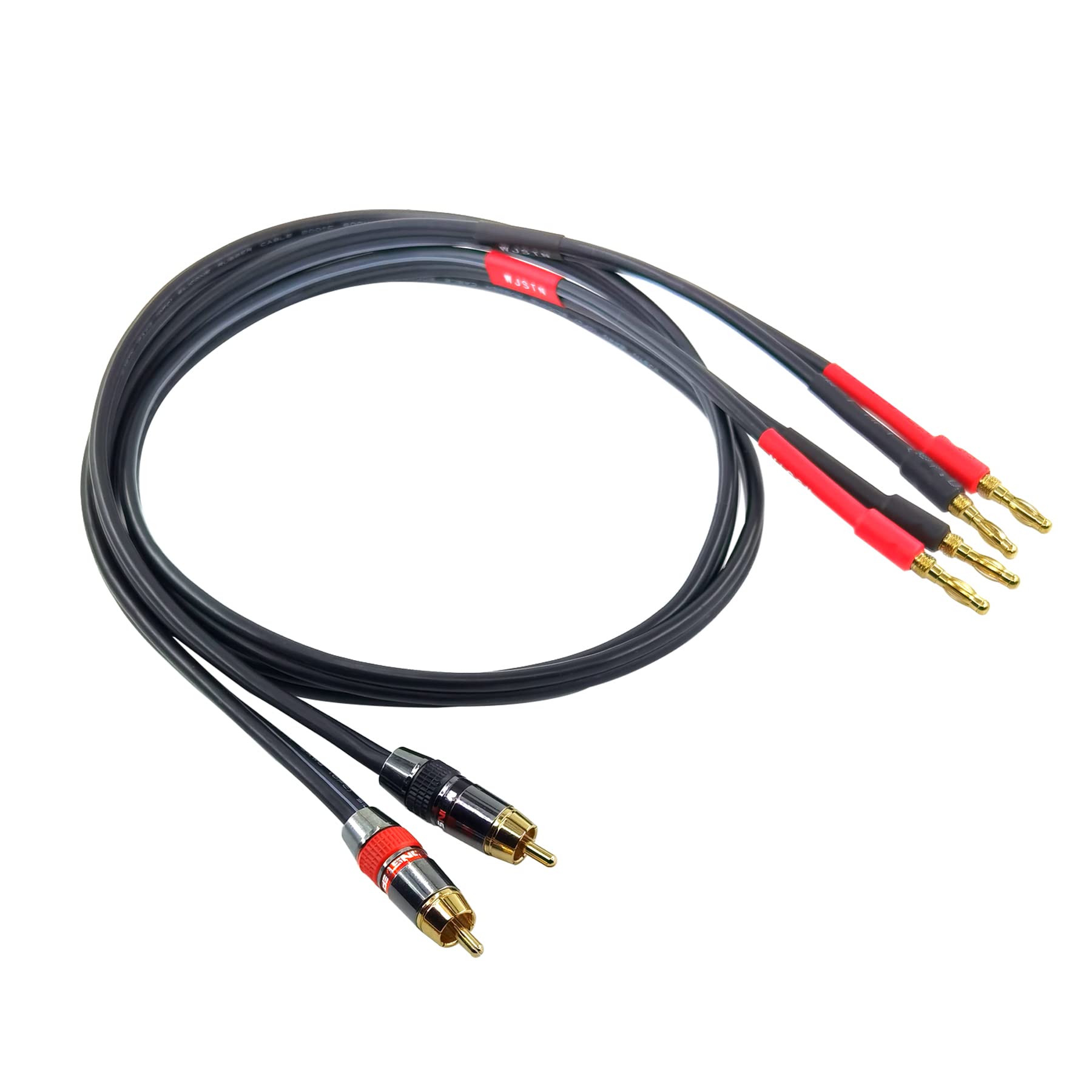 High-Quality WJSTN Male RCA to Banana Plug Speaker Cable 12AWG - 2 Pack (3FT) for Superior Audio Performance