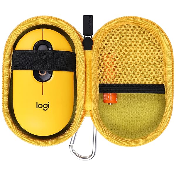 co2CREA Hard Case for Logitech POP Wireless Mouse - Black with Inside Blast Yellow | Durable & Stylish Protection