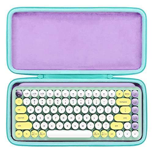 co2CREA Hard Case for Logitech POP Keys - Purple & Daydream Mint Zipper | Durable Protection