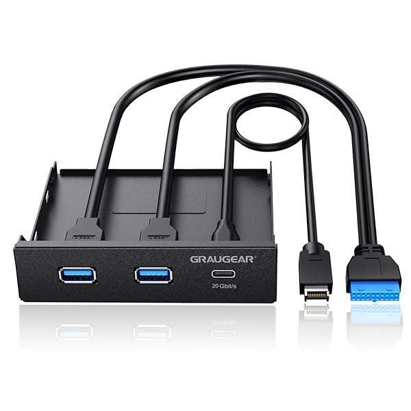GRAUGEAR "Upgrade Your PC with GRAUGEAR 3.5" USB Hub: 20Gbps USB3.2 Gen2 & USB 3.0 Ports for Fast Connectivity"