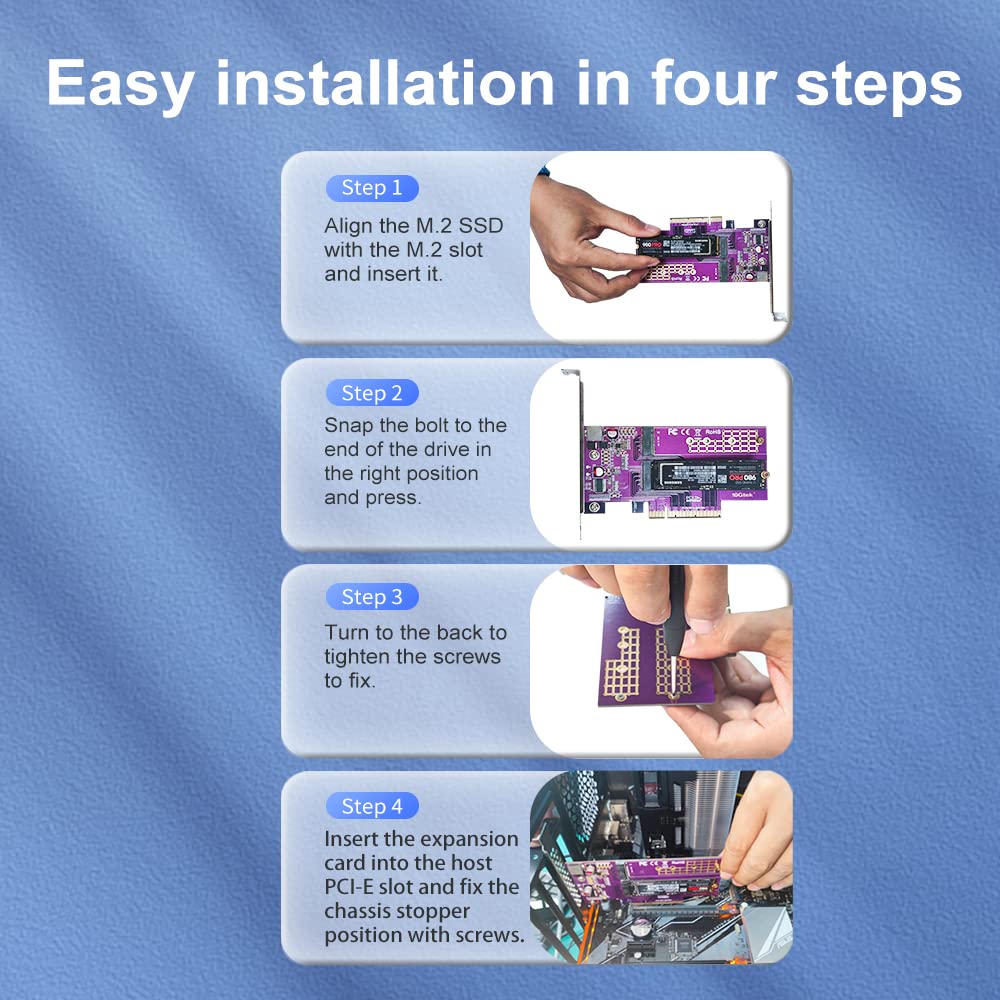 REDLUX PCIe 3.0 to NVMe M.2 Adapter for M Key SSD PCIe X16 Requires Motherboard BIOS Support for Bifurcation - View 8 of 9