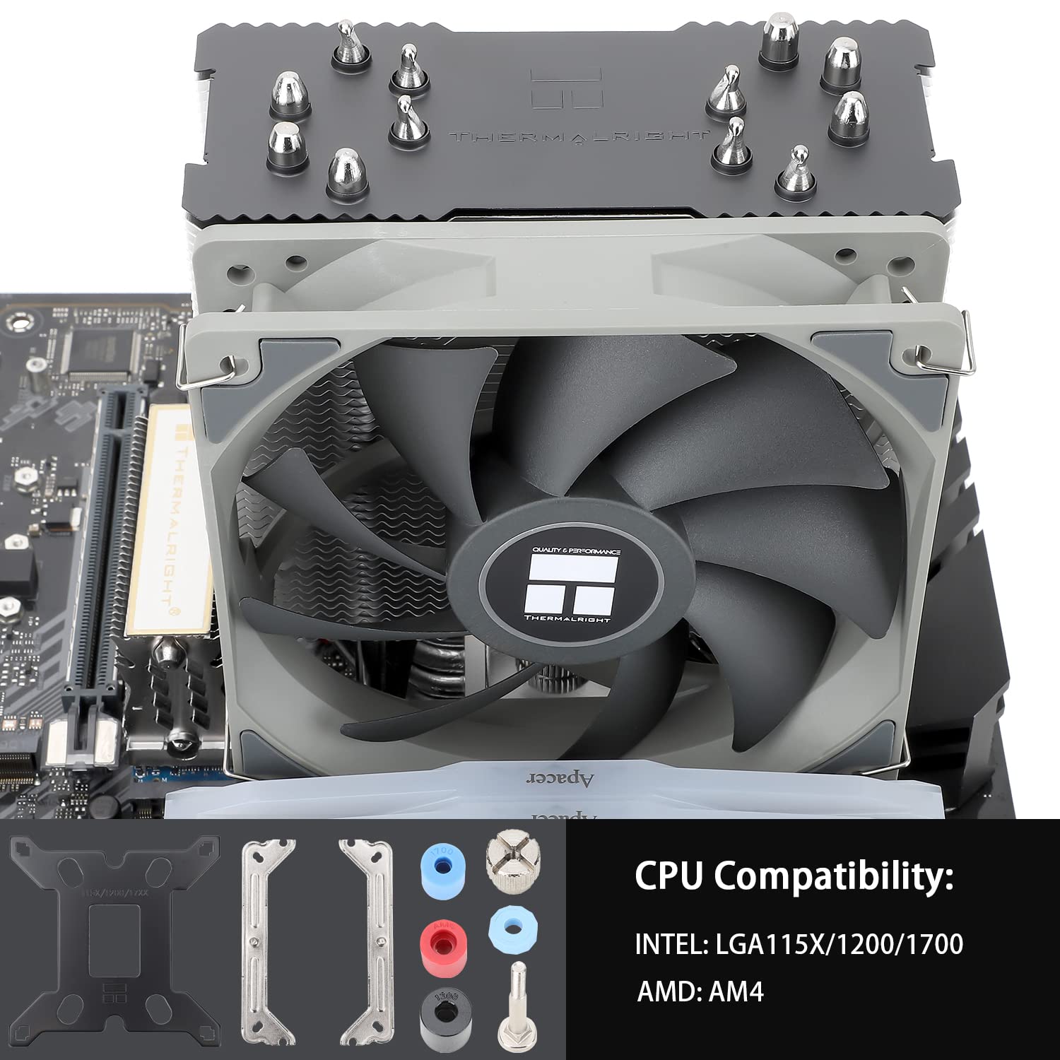 Thermalright Thermalright BA120 CPU Air Cooler with 6 Heat Pipes and Quiet TL-C12C PWM Fan for AMD and Intel LGA1700 1150 1151 1200 1851 PC Cooling - View 3 of 7