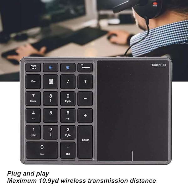 Sanpyl Sanpyl Numeric Keypad 22 Keys 2 in 1 Bluetooth 4.2 Touchpad Type C Charging Financial Accounting Keyboard for Laptop PC Desktop Iron Gray - View 5 of 11