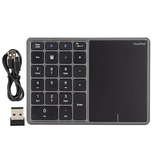 Sanpyl Sanpyl Numeric Keypad 22 Keys 2 in 1 Bluetooth 4.2 Touchpad Type C Charging Financial Accounting Keyboard for Laptop PC Desktop Iron Gray - View 10 of 11