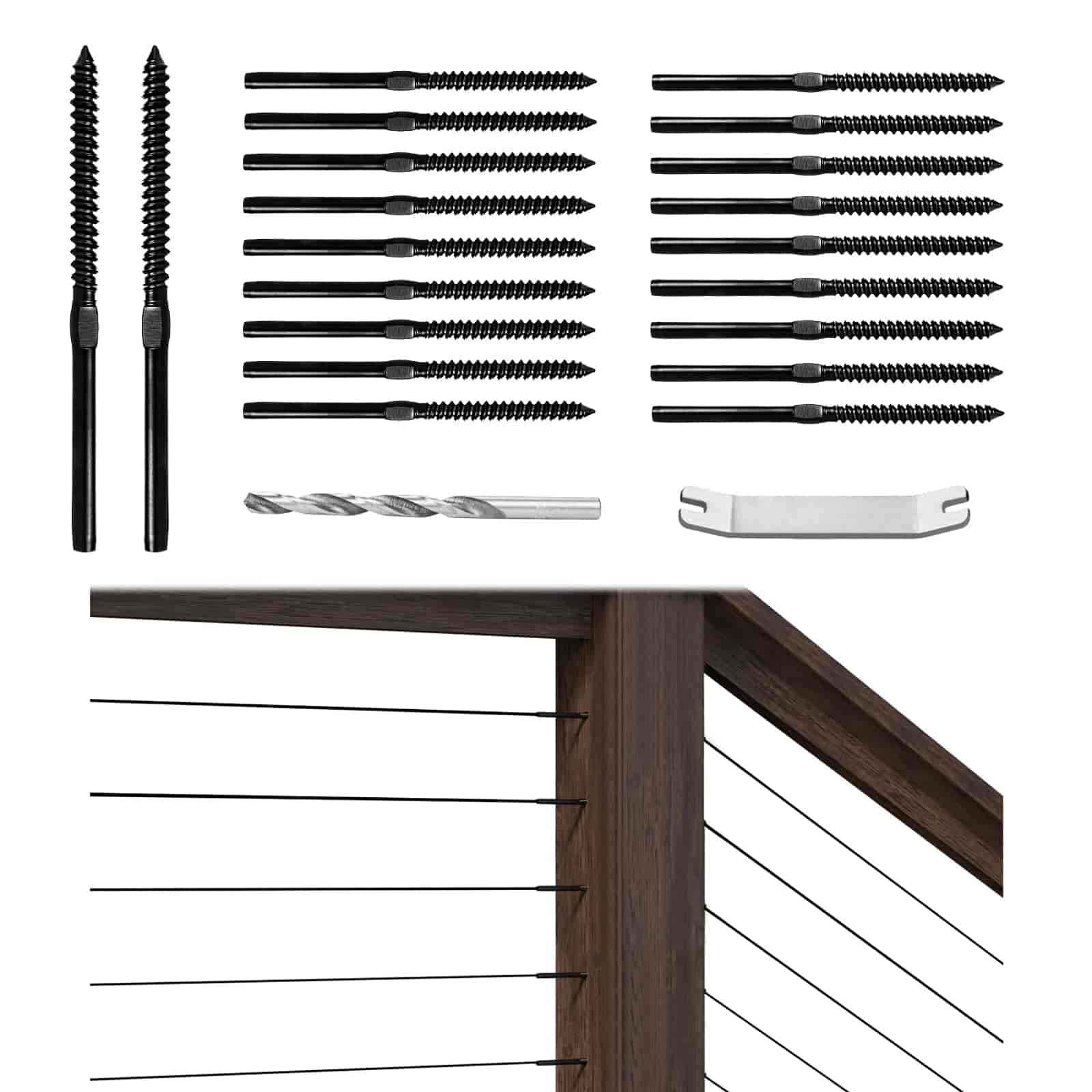 Muzata 60 Pack Black Swage Lag Screws for Cable Railing - T316 Stainless Steel Hardware for Wood Posts