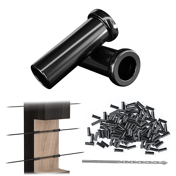 Muzata "Muzata 100 Pack Black T316 Stainless Steel Protective Sleeves for 1/8" Cable Railing System - Durable Hardware for Wood Posts"