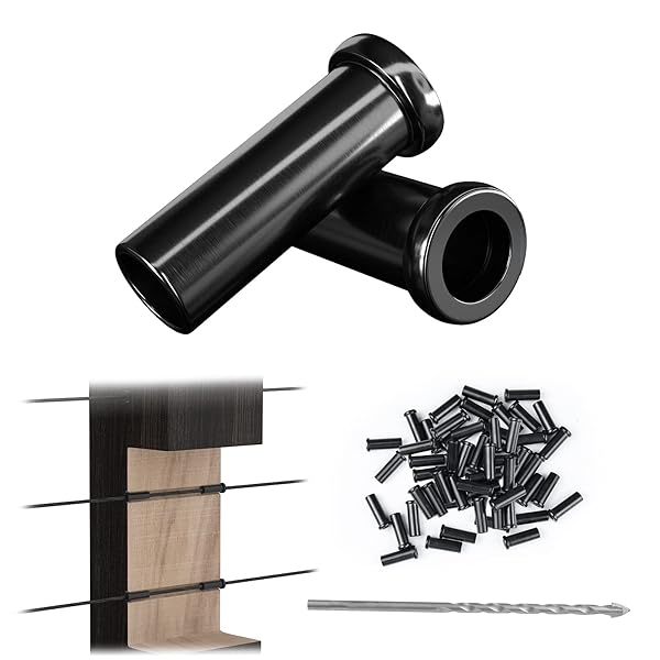 Muzata "Muzata 50 Pack T316 Stainless Steel Protective Sleeves for 1/8" Black Cable Railing System - Durable Hardware for Wood Posts"