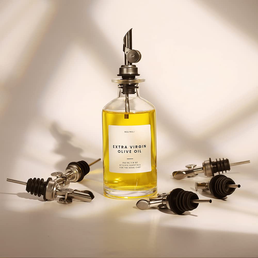 Molimoli Molimoli Oil and Vinegar Dispenser Set of 2 Glass Bottles with Metal Pour Spout for Kitchen 350ml Olive Oil Cruet - View 7 of 9