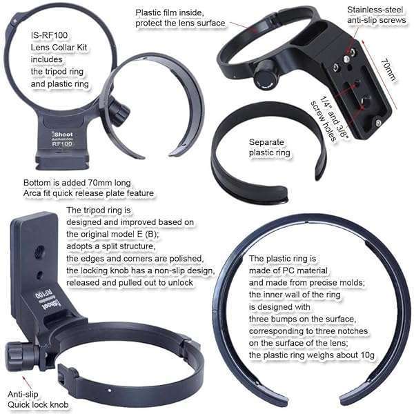 iShoot iShoot Metal Lens Collar for Canon RF 100mm f/2.8L Macro - Arca-Swiss Tripod Mount & Quick Release Plate - View 5 of 9