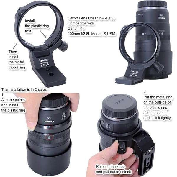 iShoot iShoot Metal Lens Collar for Canon RF 100mm f/2.8L Macro - Arca-Swiss Tripod Mount & Quick Release Plate - View 6 of 9