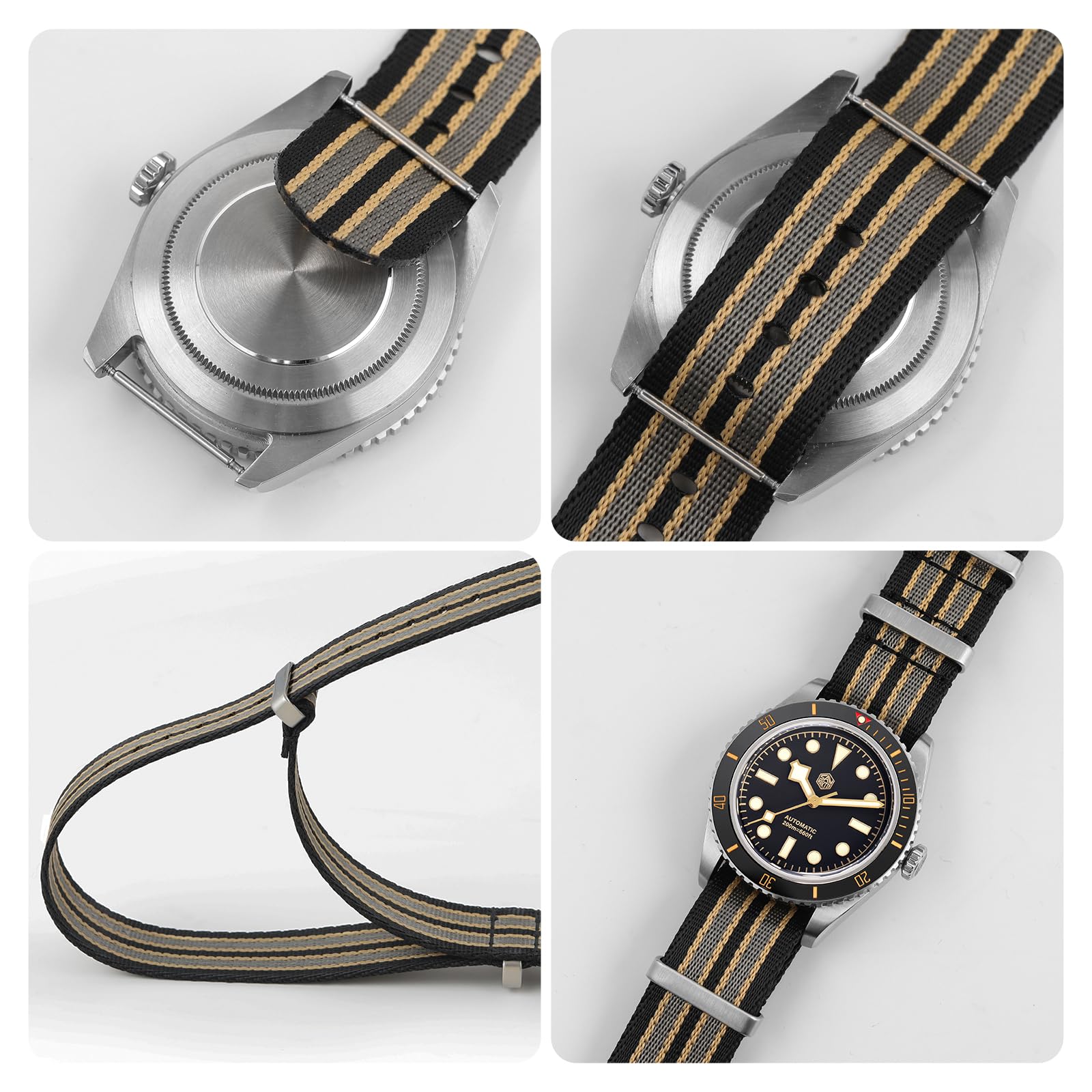 Watchdives Nylon Watch Band 18mm 20mm 22mm Multicolor Replacement Straps for Men Women Black Yellow Gray 20mm - View 5 of 9