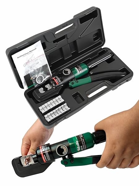 UTZIKO UTZIKO Hydraulic Cable Lug Crimper 10 US TON 12 AWG to 00 Electrical Terminal Tool Kit with 9 Die for Crimping