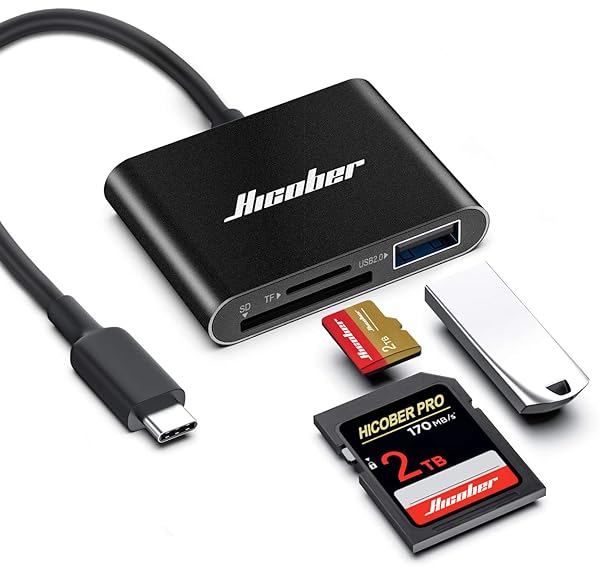 Hicober Hicober USB C to SD Card Reader: 2TB Adapter for MacBook, Android, Windows & More