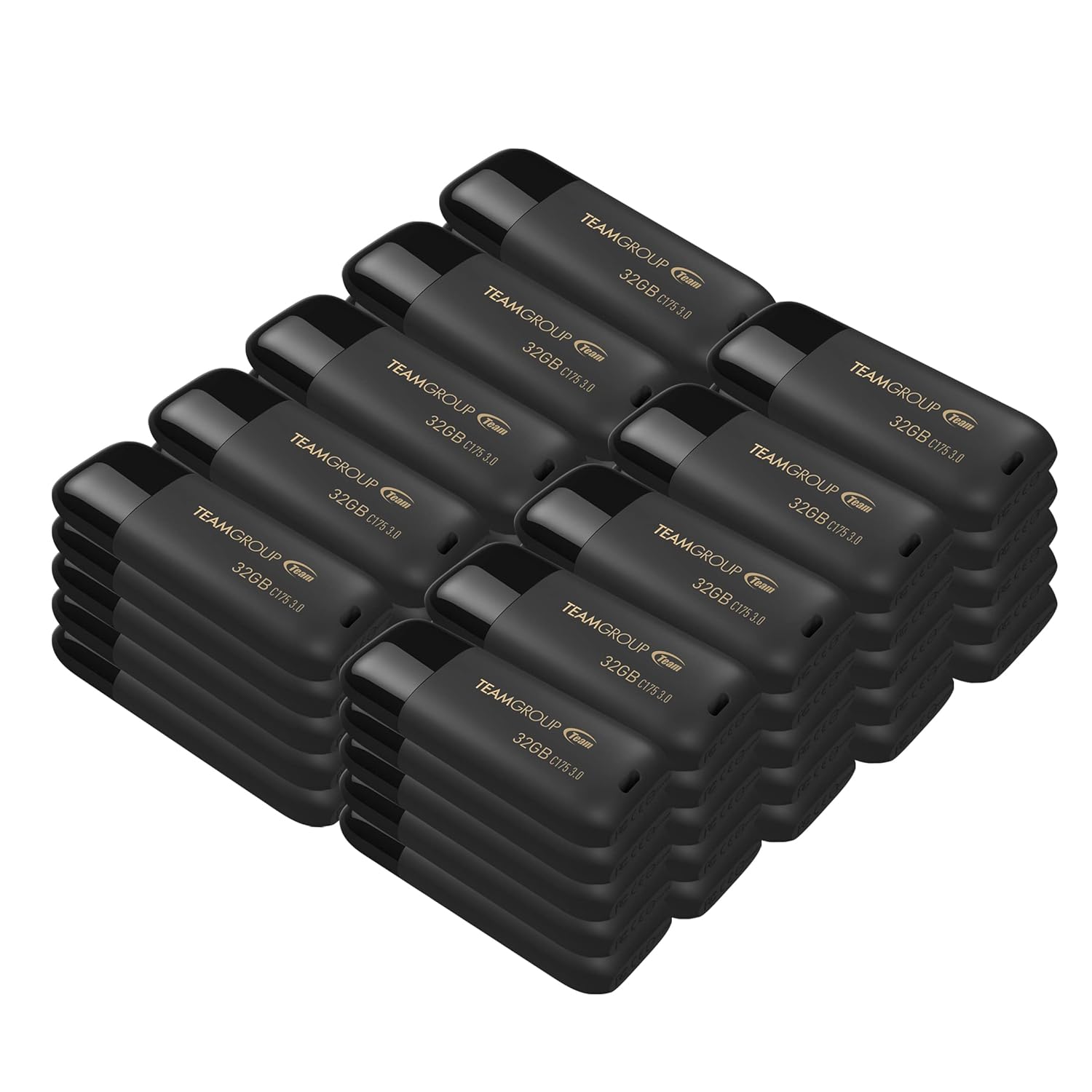 TEAMGROUP C175 32GB USB 3.2 Flash Drive 50 Pack External Storage for Computer Laptop Matte Black