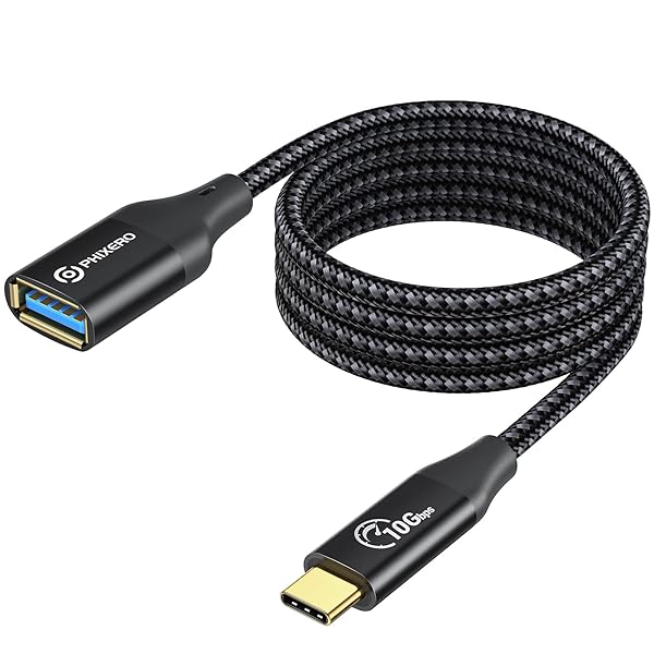 PHIXERO PHIXERO [10Gbps USB C to USB 3.1 Gen 2 Adapter 3.3 FT, USB-C Male to USB-A Female, USB Type C to USB OTG Cable, USB to USB C Adapter Compatible with MacBook Pro/Air, iPad Pro, Samsung Galaxy