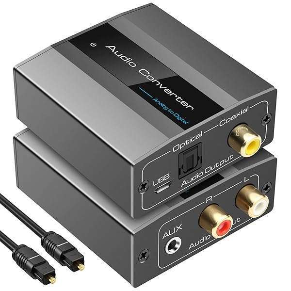 VPFET VPFET Analog to Digital Audio Converter: RCA to Optical, 3.5mm AUX, Toslink & Coaxial Adapter for Soundbar