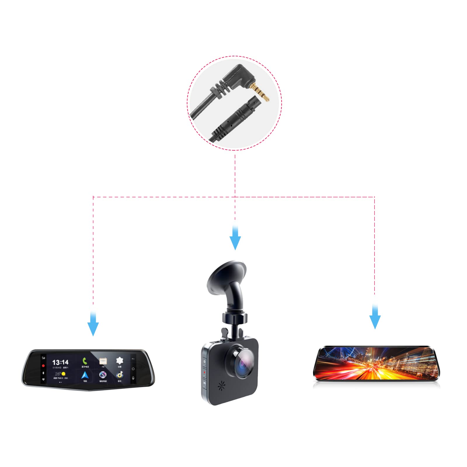 Pixelman Dash Cam Rear Camera Cable 23 Ft 5-Pin to 2.5mm Male Plug Wire for Car Recorder and Backup for Pickup Trucks RV SUV Bus - View 4 of 7