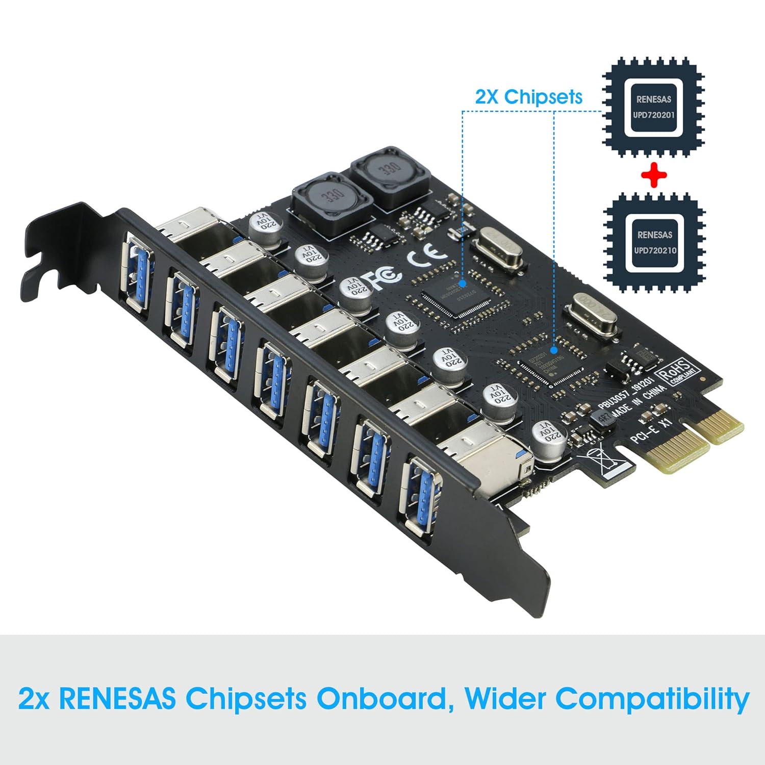 RIITOP USB 3.0 PCIe Expansion Card 7 Port RIITOP Adapter 5Gbps No Power Needed for Fast Data Transfer - View 4 of 7
