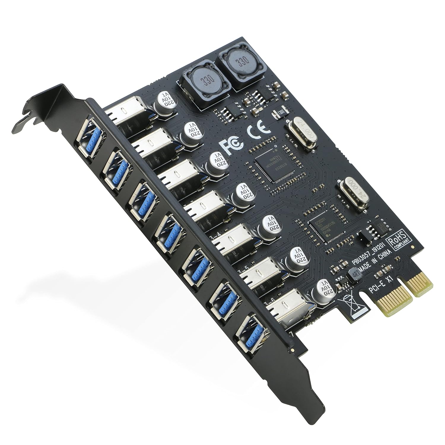 RIITOP USB 3.0 PCIe Expansion Card 7 Port RIITOP Adapter 5Gbps No Power Needed for Fast Data Transfer