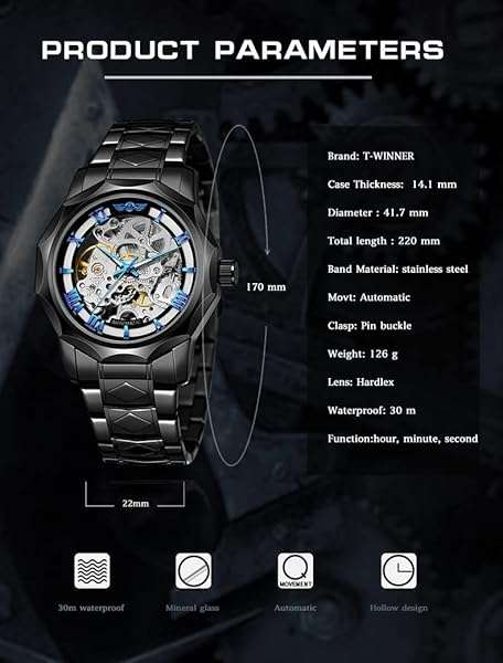 FORSINING FOR SINING Men's Automatic Skeleton Watch - Dodecagon Tourbillon with Leather Band (Black) - View 6 of 6