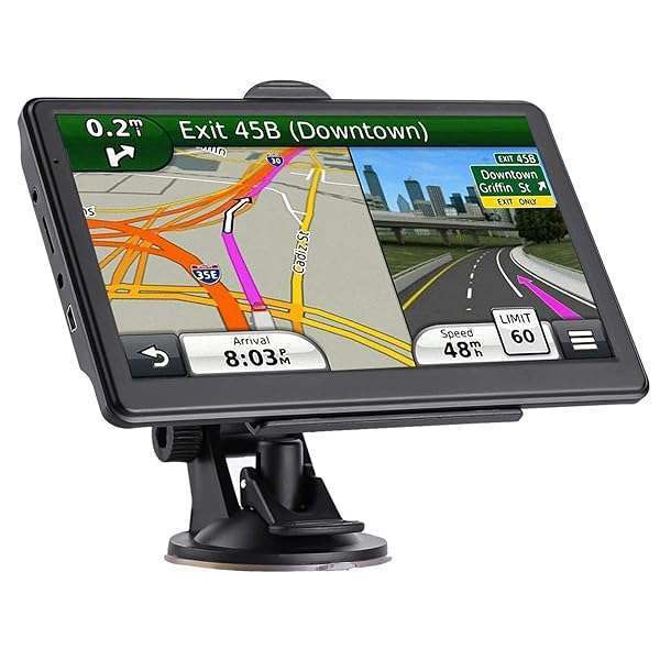 HUTNVEA 2024 7-Inch Touch Screen Car GPS: Voice Navigation, Speed Alerts & Free North America Map Updates - View 5 of 9