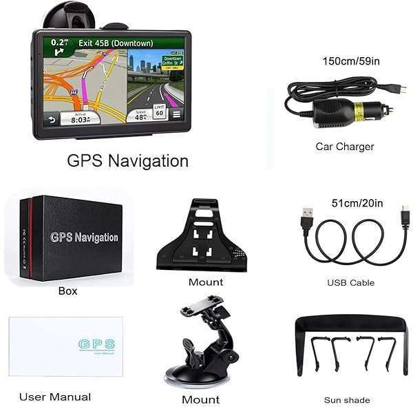 HUTNVEA 2024 7-Inch Touch Screen Car GPS: Voice Navigation, Speed Alerts & Free North America Map Updates - View 9 of 9