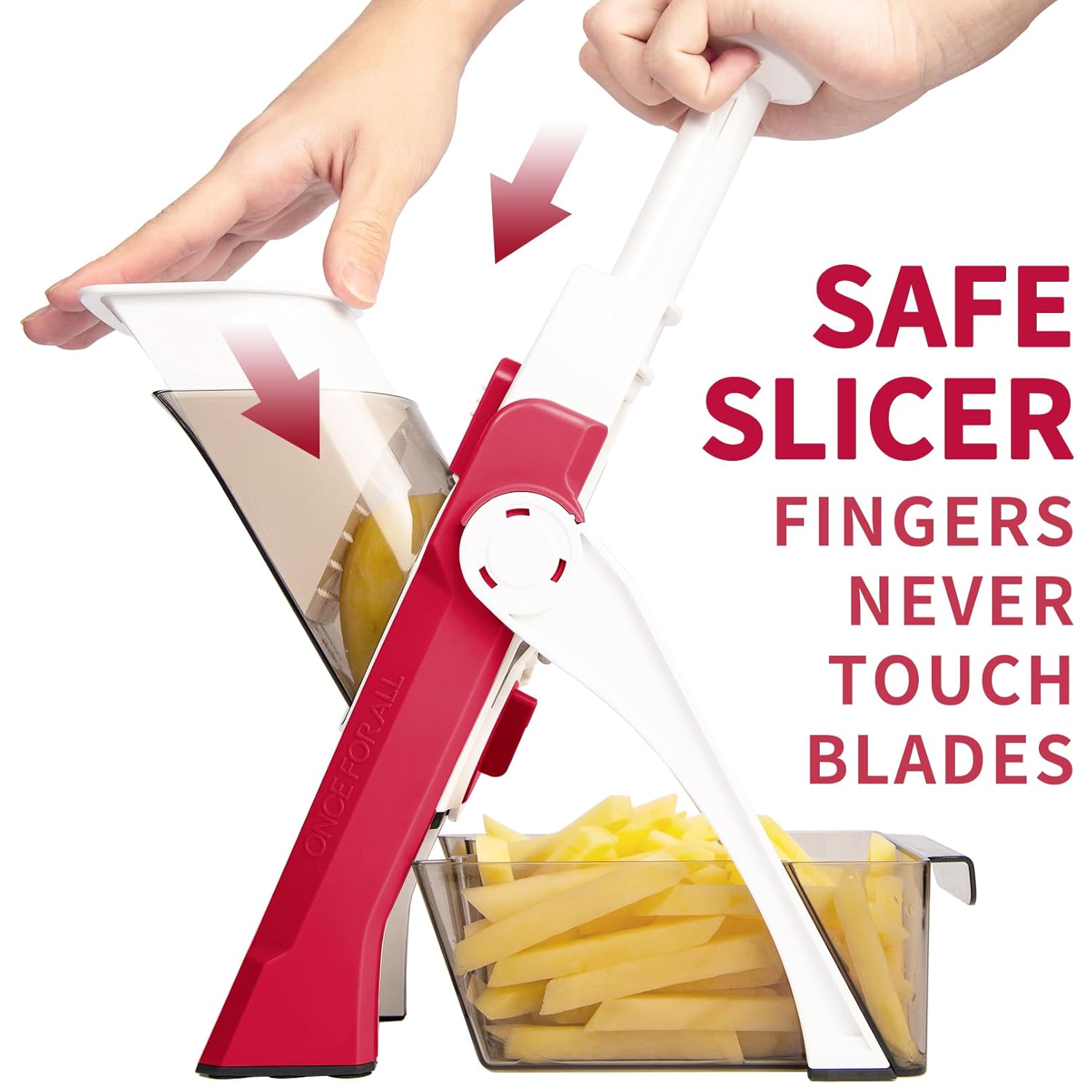 ONCE FOR ALL ONCE FOR ALL Upgrade Safe Mandoline Slicer Plus, Biger Size, Adjustable Vegetable Food Chopper Potato Fries Cutter, Detachable Blade, Kitchen Chopping Artifact, Gift (SkyBlue) - View 2 of 8