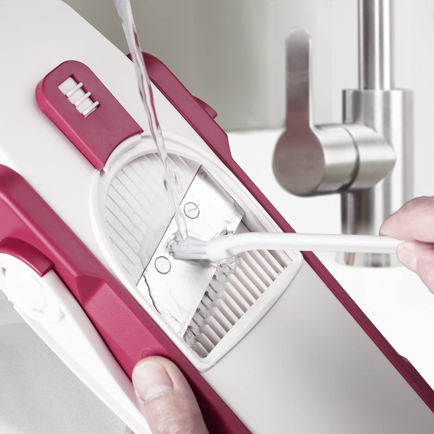 ONCE FOR ALL ONCE FOR ALL Upgrade Safe Mandoline Slicer Plus, Biger Size, Adjustable Vegetable Food Chopper Potato Fries Cutter, Detachable Blade, Kitchen Chopping Artifact, Gift (SkyBlue) - View 5 of 8