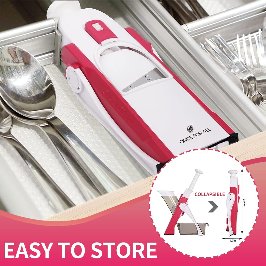 ONCE FOR ALL ONCE FOR ALL Upgrade Safe Mandoline Slicer Plus, Biger Size, Adjustable Vegetable Food Chopper Potato Fries Cutter, Detachable Blade, Kitchen Chopping Artifact, Gift (SkyBlue) - View 6 of 8